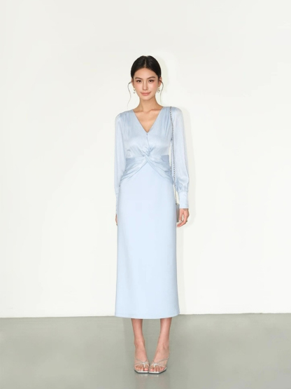 Flynn Waist Detail Delicate Satin Dress