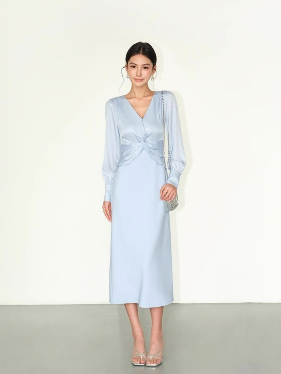 Flynn Waist Detail Delicate Satin Dress