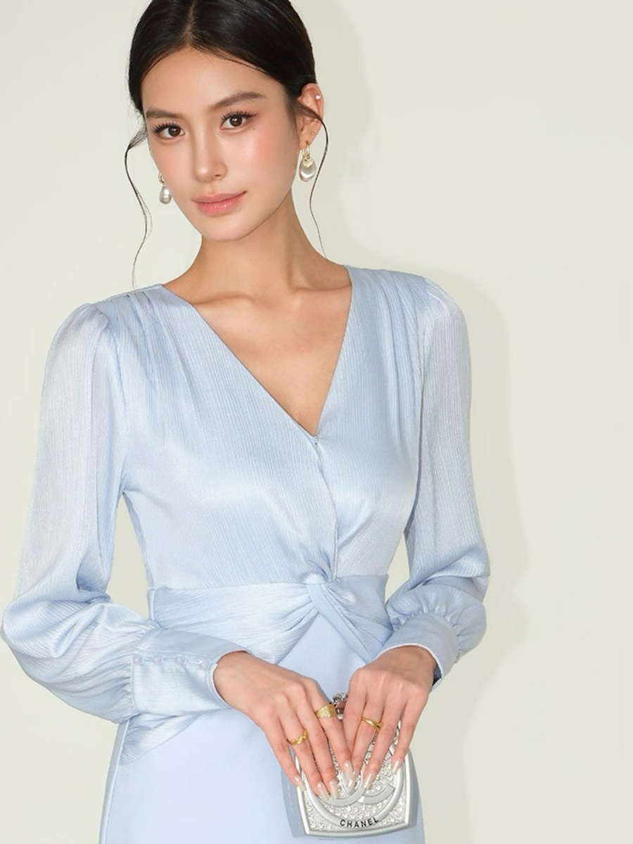 Flynn Waist Detail Delicate Satin Dress