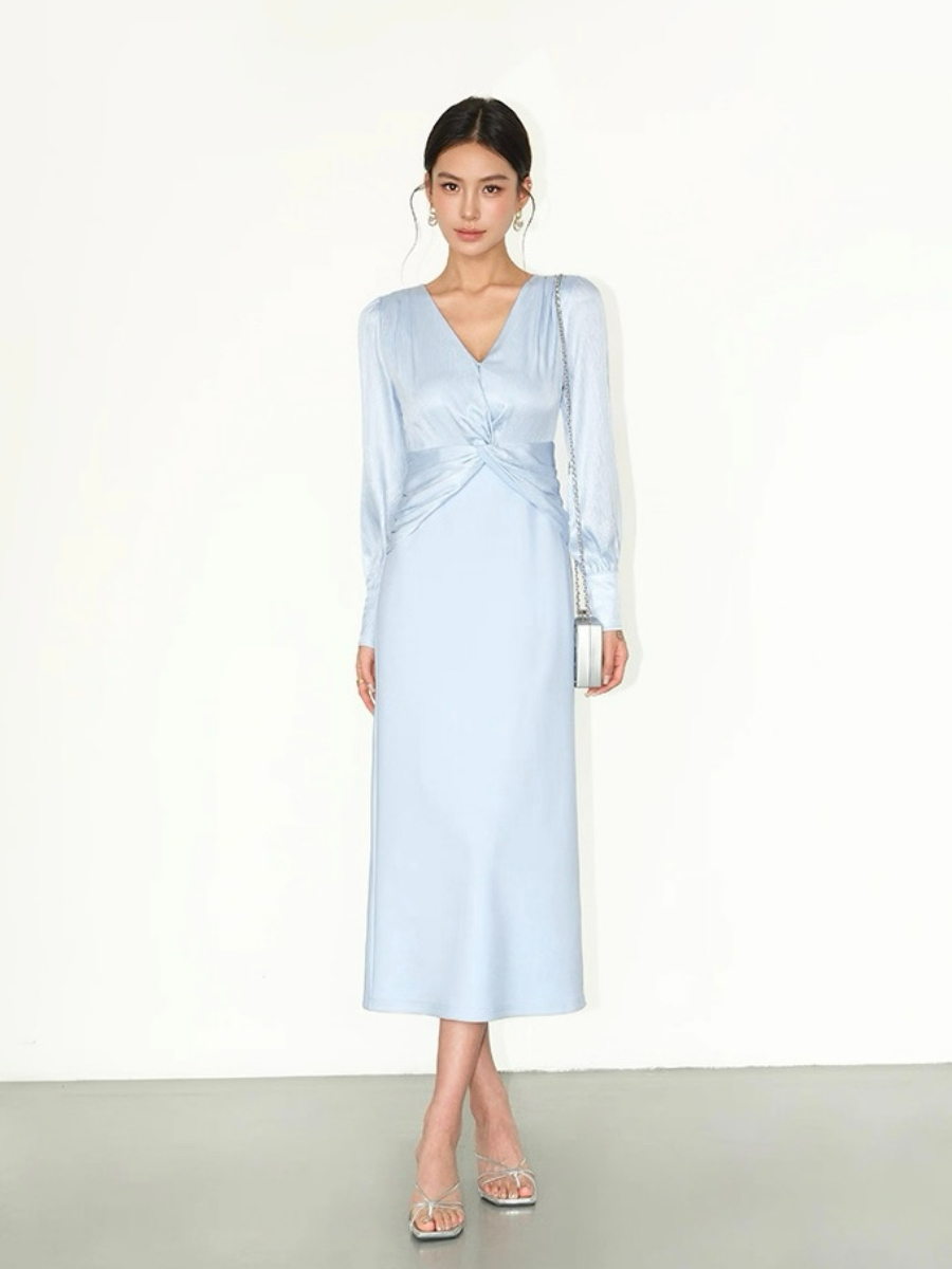 Flynn Waist Detail Delicate Satin Dress