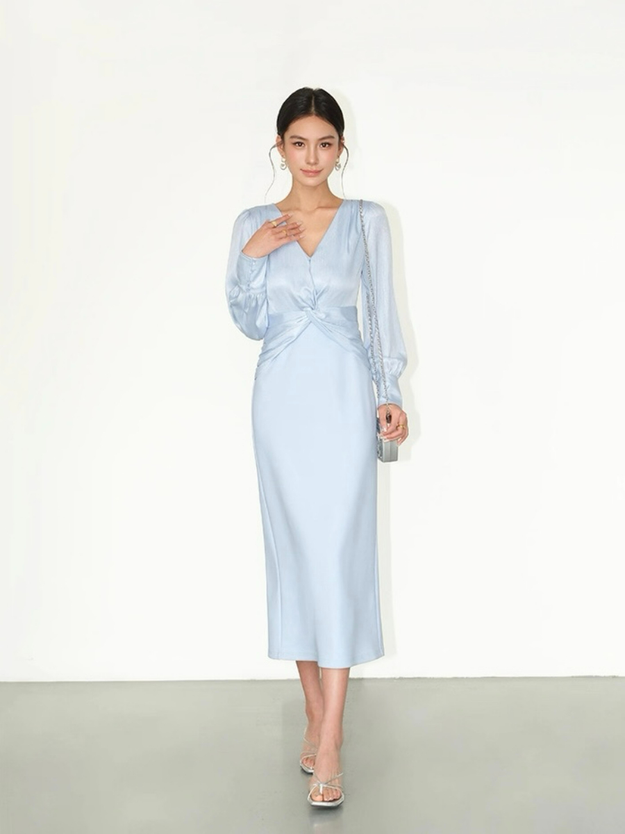 Flynn Waist Detail Delicate Satin Dress