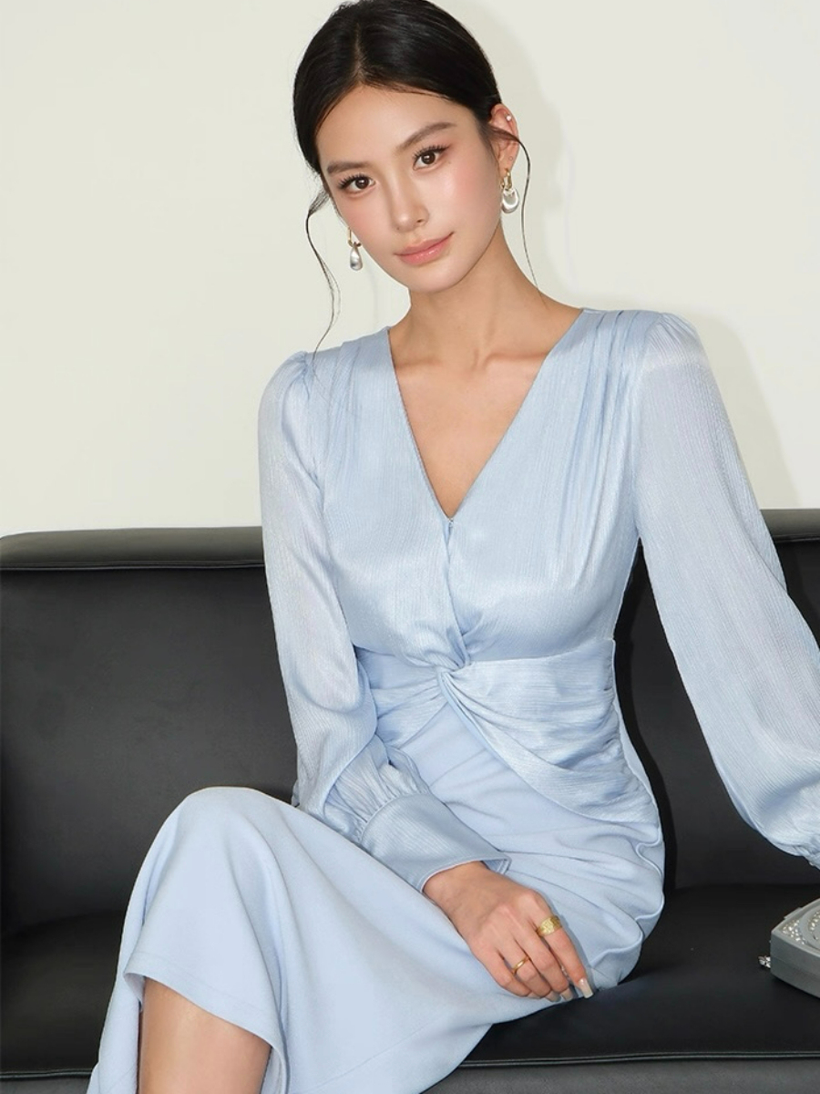 Flynn Waist Detail Delicate Satin Dress