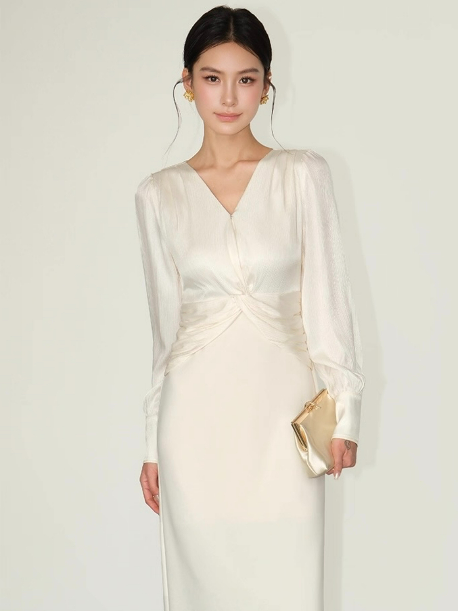 Flynn Waist Detail Delicate Satin Dress