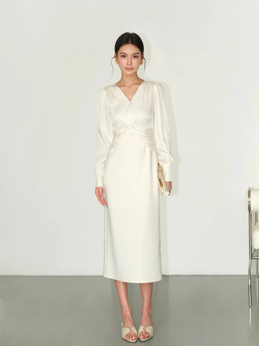 Flynn Waist Detail Delicate Satin Dress