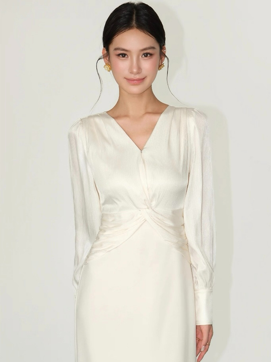 Flynn Waist Detail Delicate Satin Dress