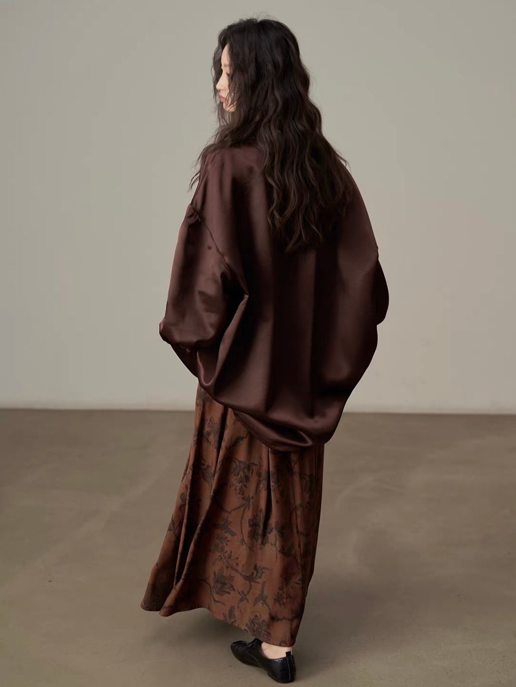 Yan Ceng Satin Oversized Longline Shirt