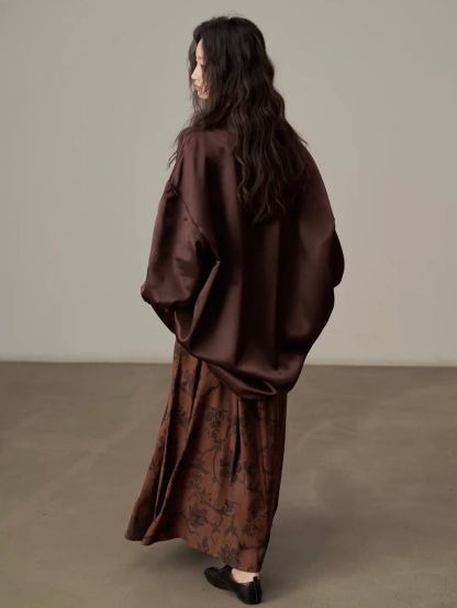 Yan Ceng Satin Oversized Longline Shirt