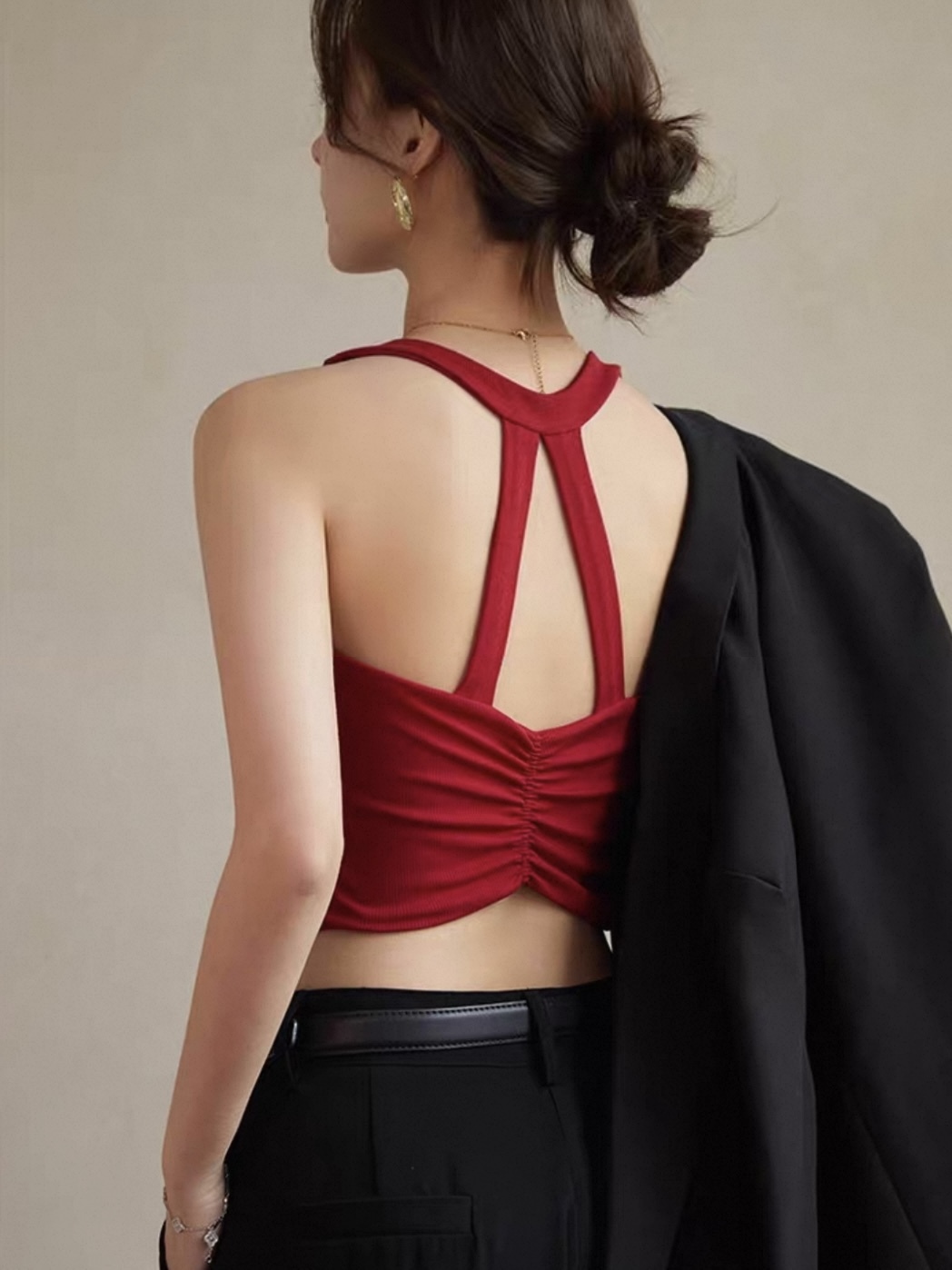 Betty Strappy Ruched Back Padded Top