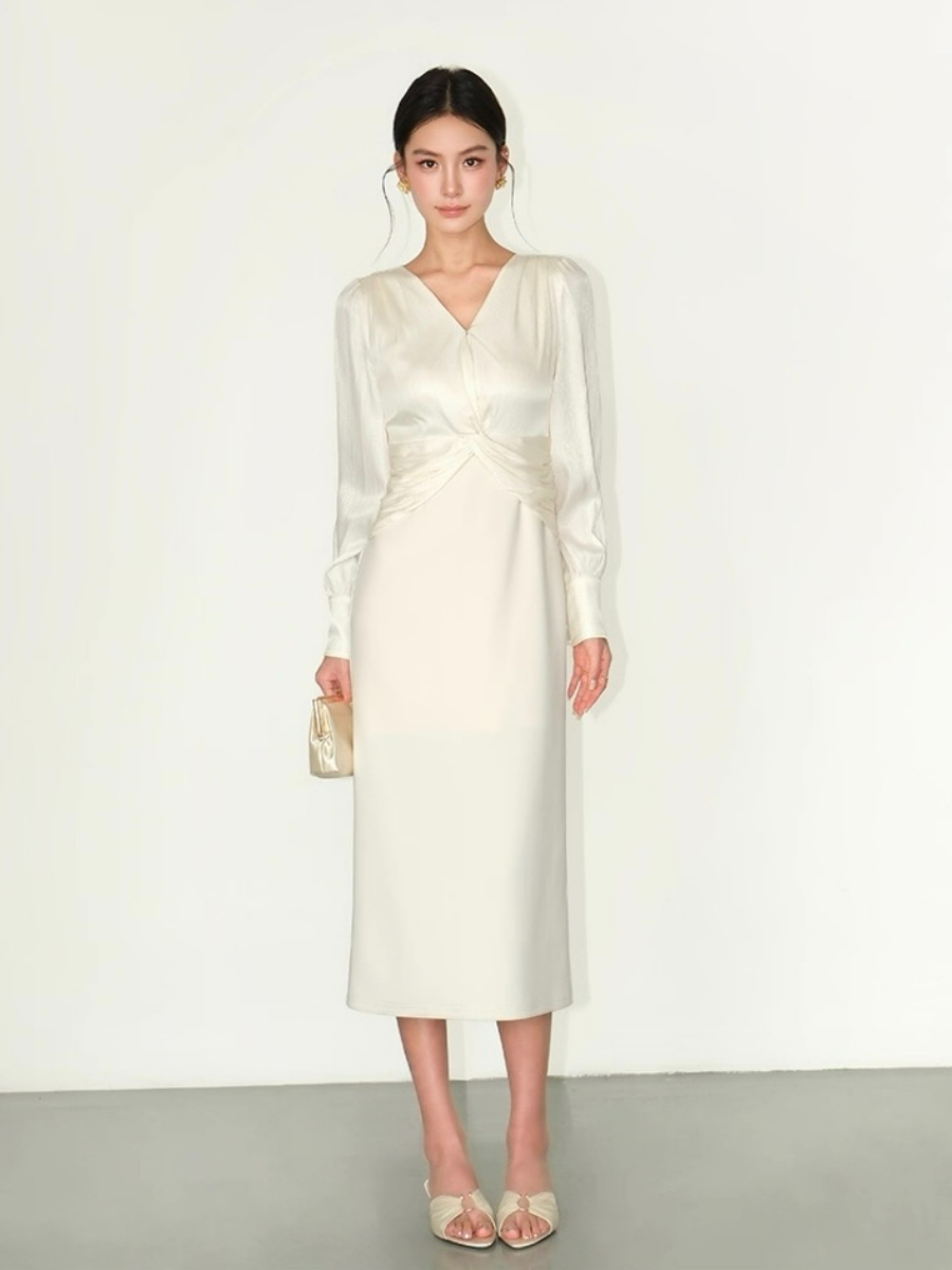 Flynn Waist Detail Delicate Satin Dress