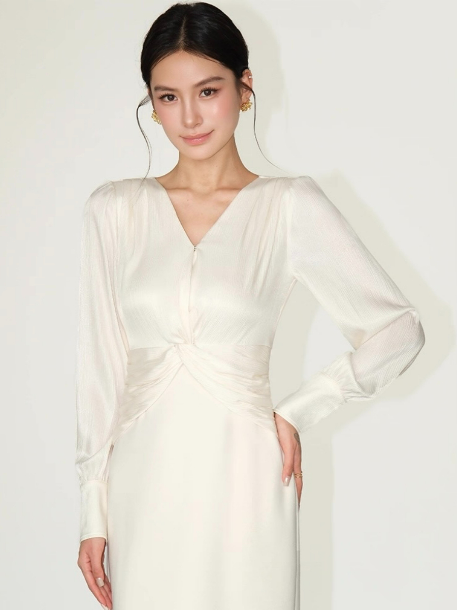 Flynn Waist Detail Delicate Satin Dress