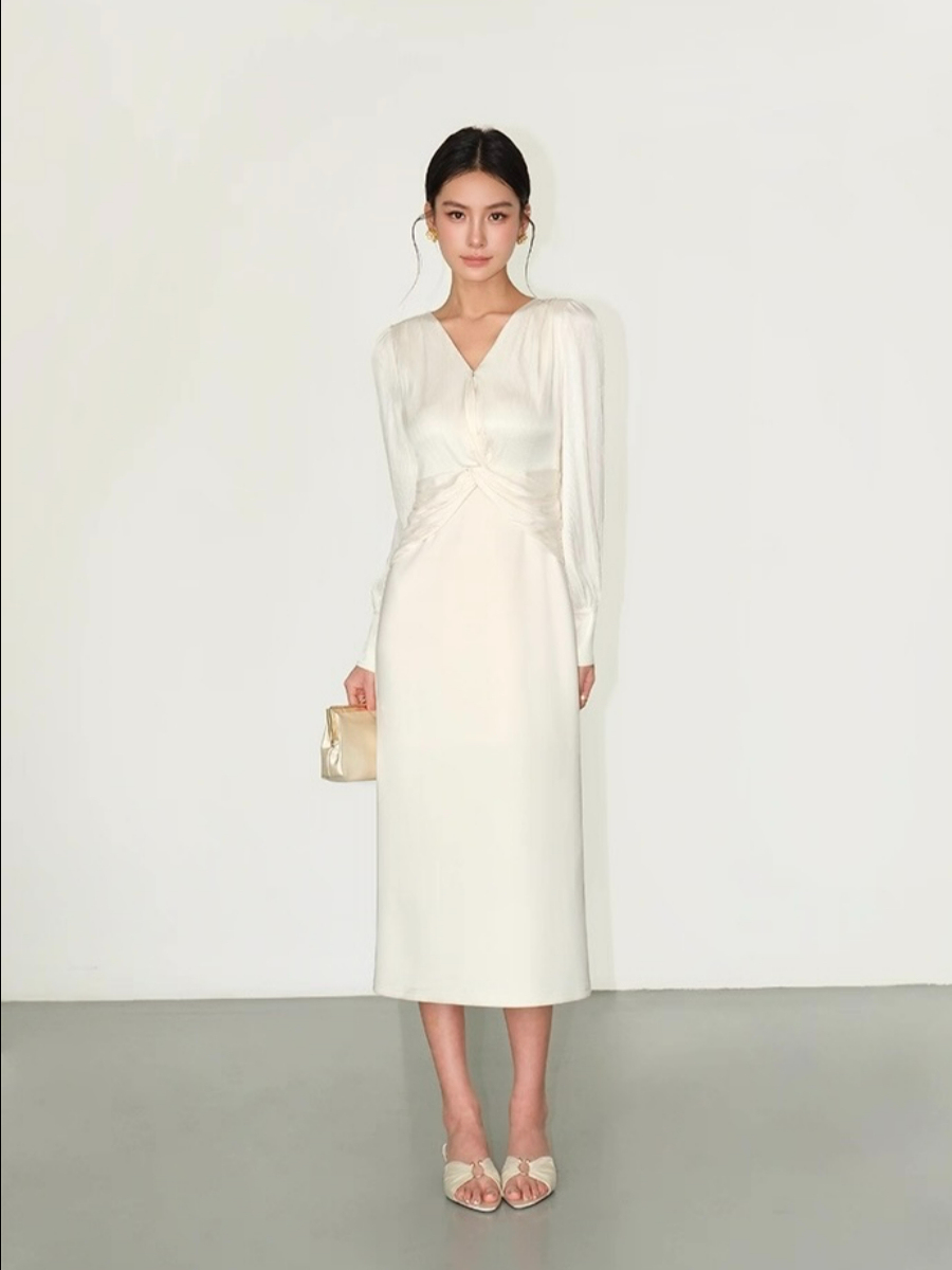 Flynn Waist Detail Delicate Satin Dress