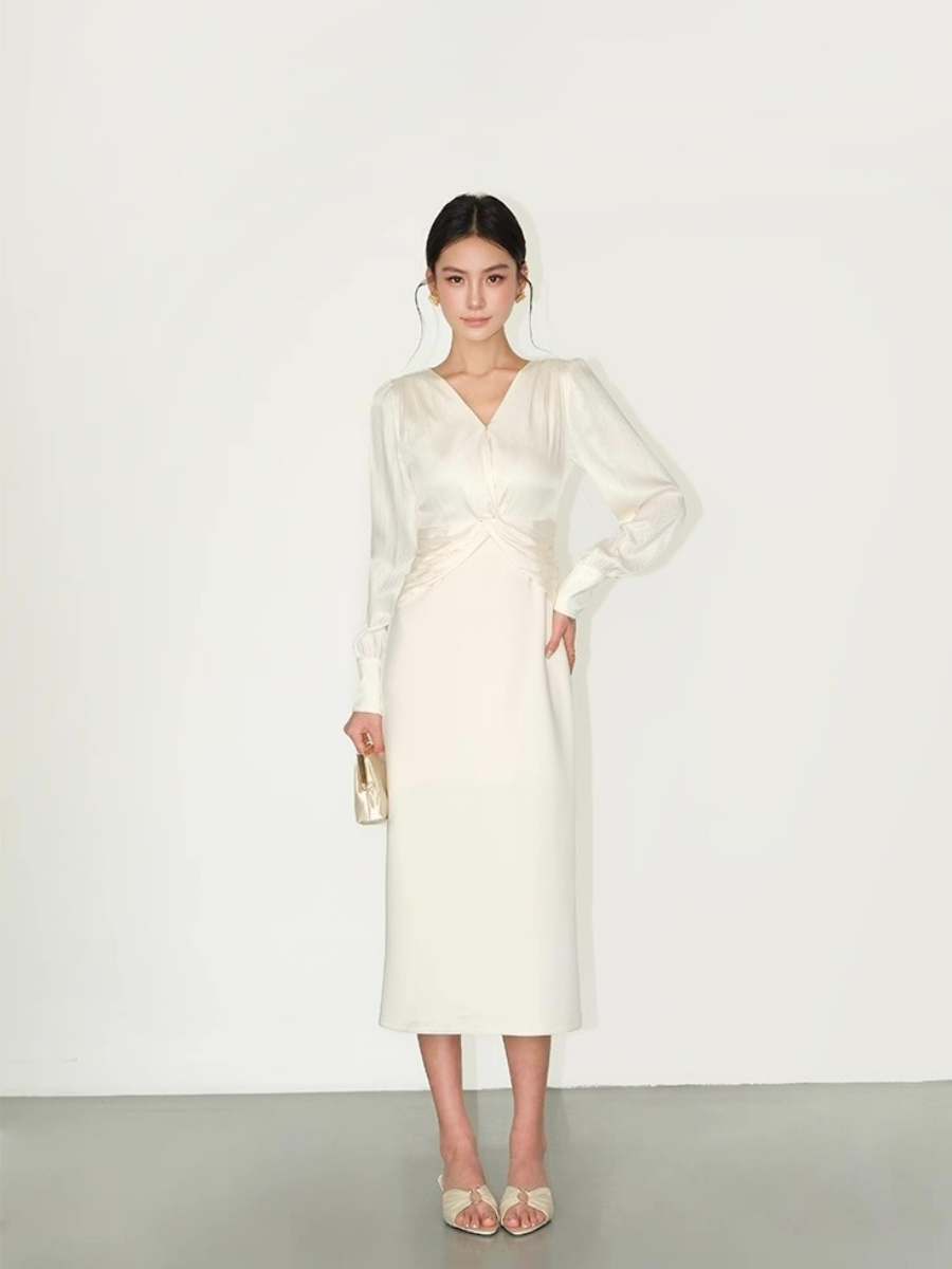 Flynn Waist Detail Delicate Satin Dress