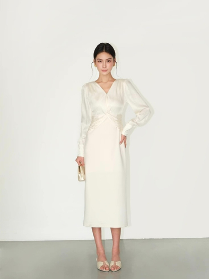 Flynn Waist Detail Delicate Satin Dress