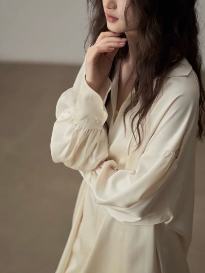 Yan Ceng Satin Oversized Longline Shirt