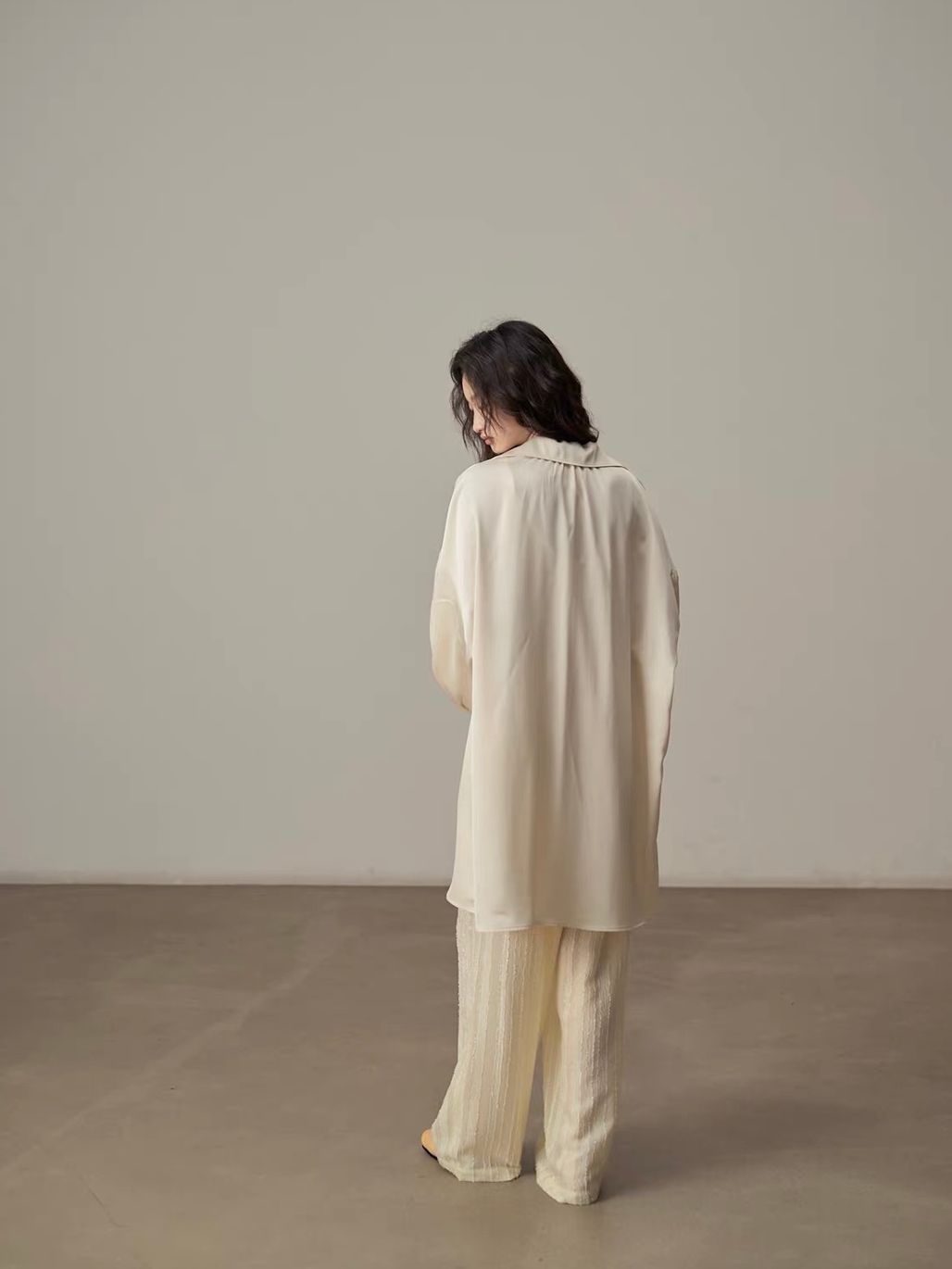 Yan Ceng Satin Oversized Longline Shirt