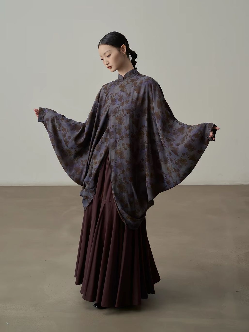 Yan Chuang Mandarin-Collar Cape Blouse