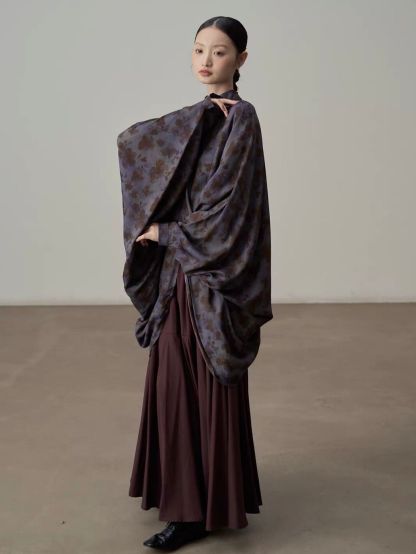 Yan Chuang Mandarin-Collar Cape Blouse