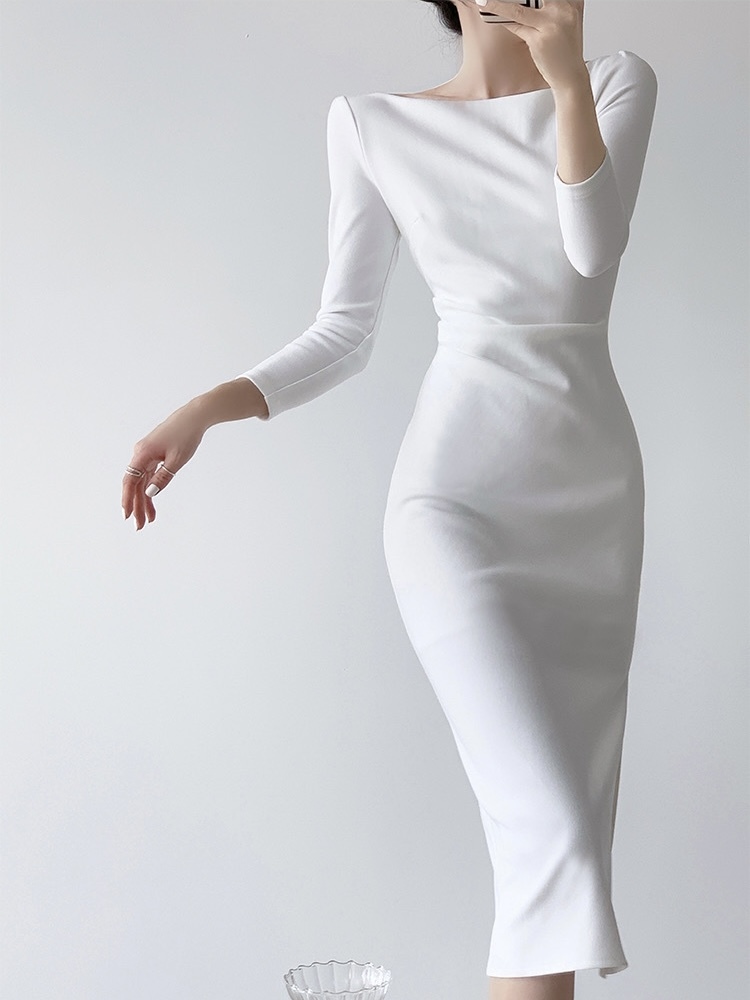 Catalyn Boat Neck Midi Dress-The Black Bow-