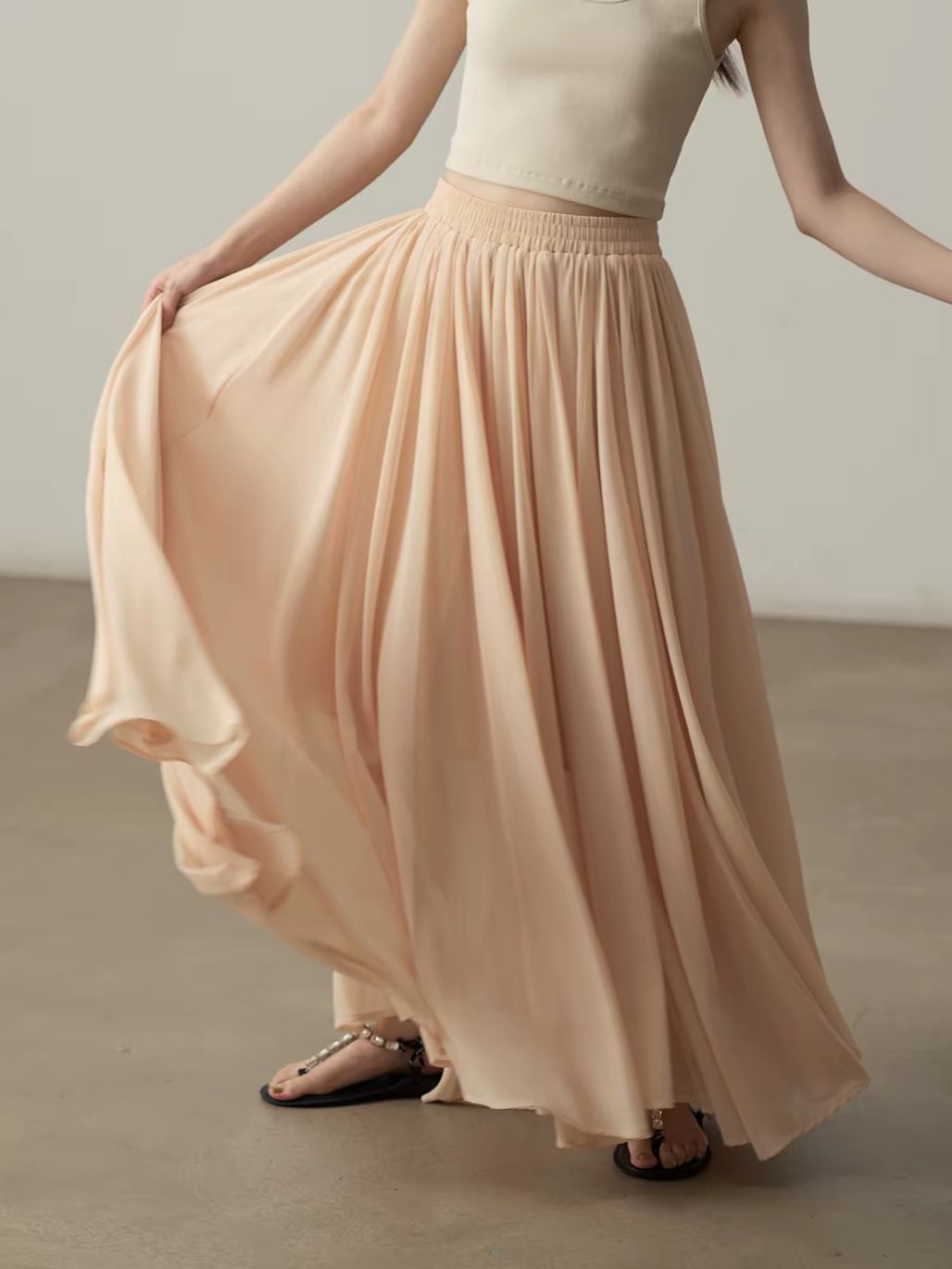 Yan Cang Voluminous Chiffon A-Line Maxi Skirt
