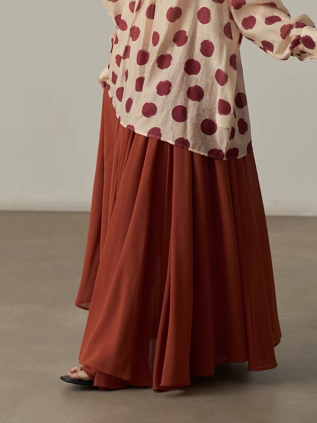 Yan Cang Voluminous Chiffon A-Line Maxi Skirt