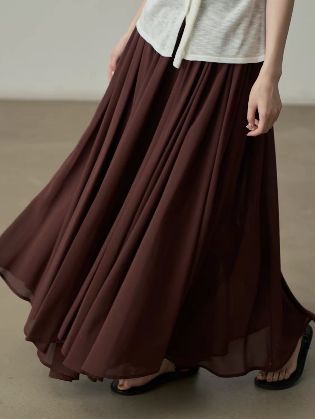 Yan Cang Voluminous Chiffon A-Line Maxi Skirt