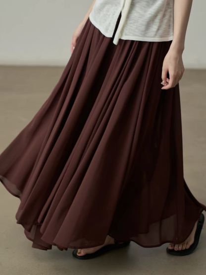 Yan Cang Voluminous Chiffon A-Line Maxi Skirt