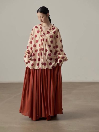 Yan Cang Voluminous Chiffon A-Line Maxi Skirt