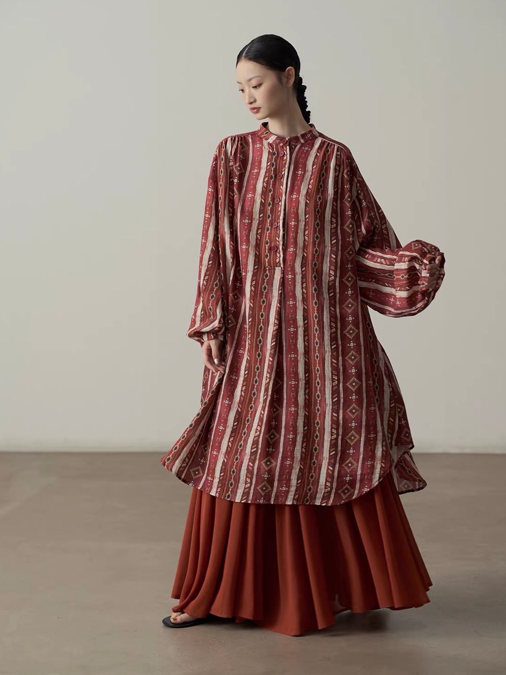Yan Cang Voluminous Chiffon A-Line Maxi Skirt