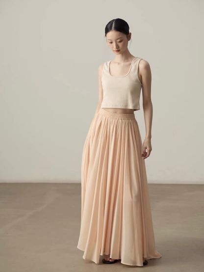 Yan Cang Voluminous Chiffon A-Line Maxi Skirt