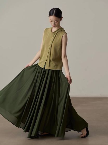 Yan Cang Voluminous Chiffon A-Line Maxi Skirt