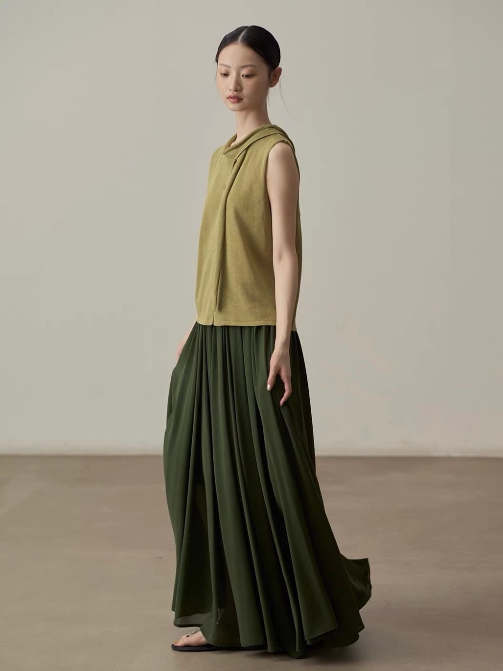 Yan Cang Voluminous Chiffon A-Line Maxi Skirt