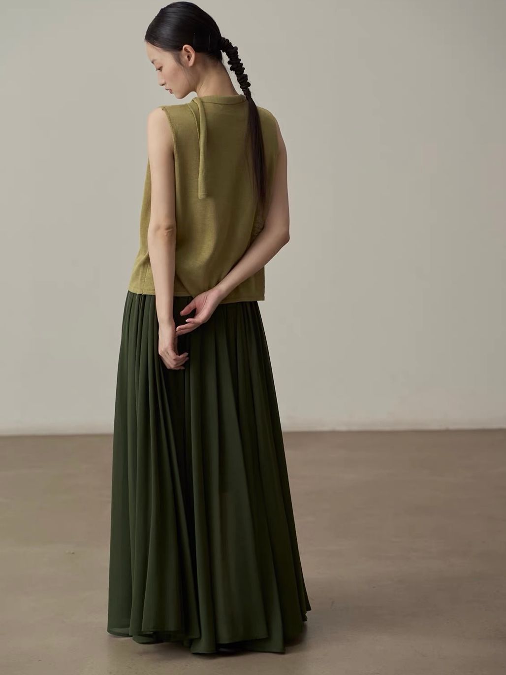 Yan Cang Voluminous Chiffon A-Line Maxi Skirt