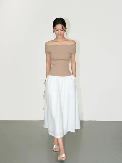 Farrah Off Shoulder Ribbed Knit Top