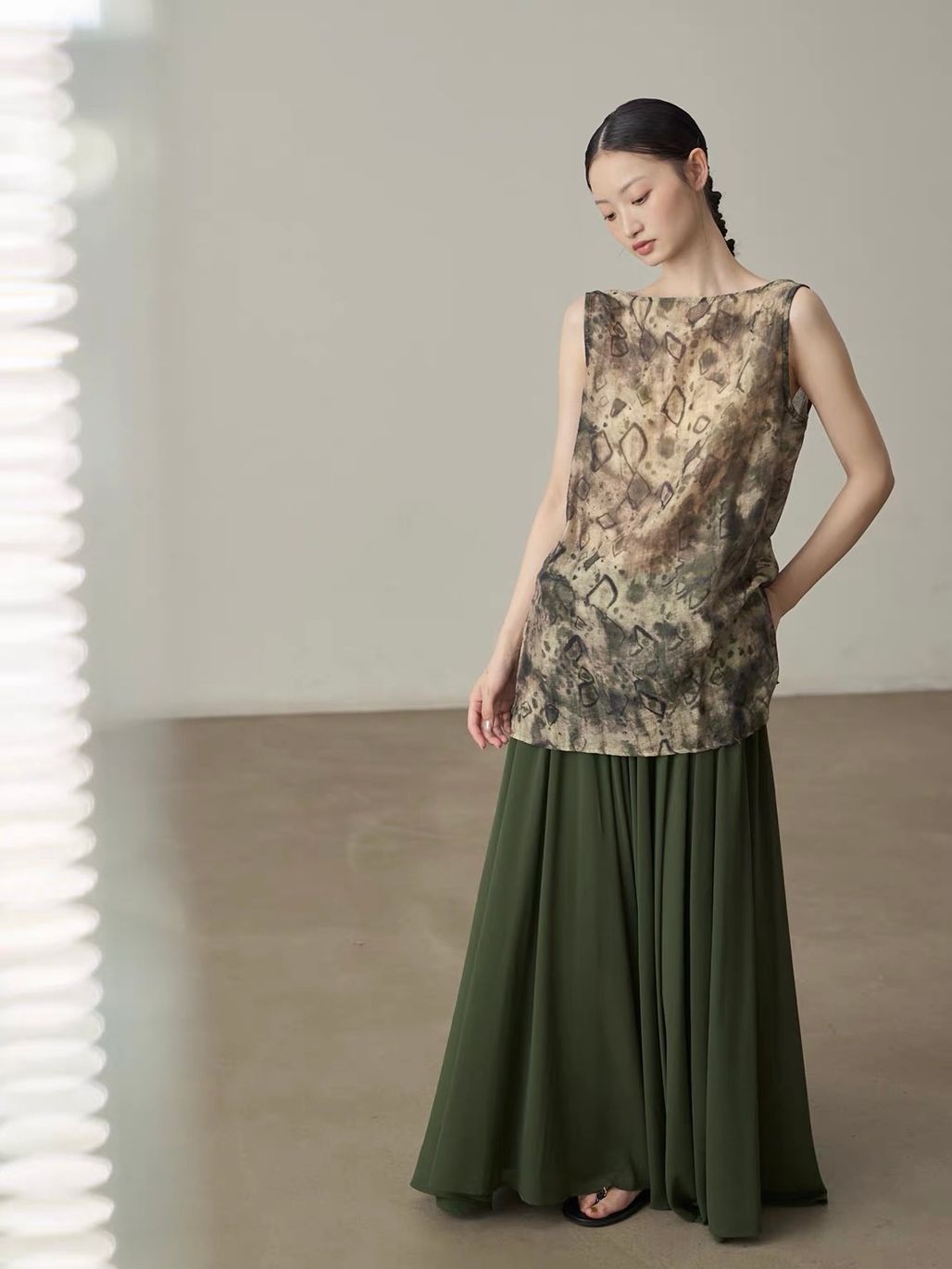 Yan Cang Voluminous Chiffon A-Line Maxi Skirt