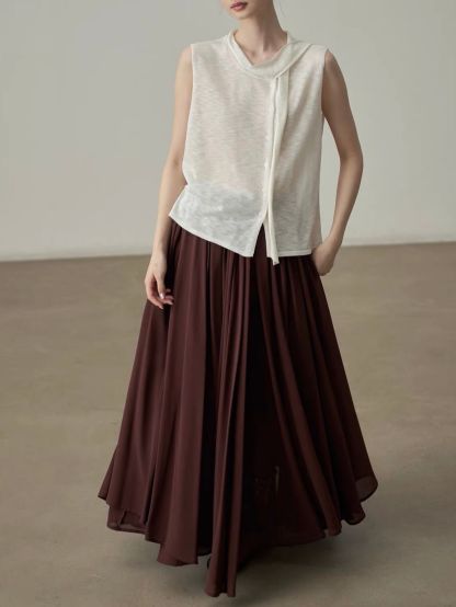 Yan Cang Voluminous Chiffon A-Line Maxi Skirt