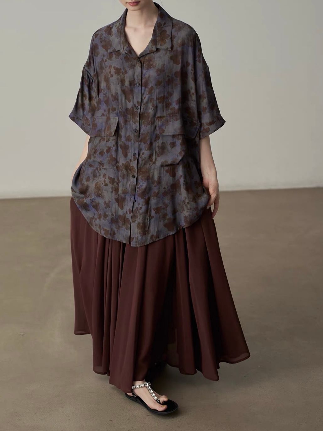 Yan Cang Voluminous Chiffon A-Line Maxi Skirt