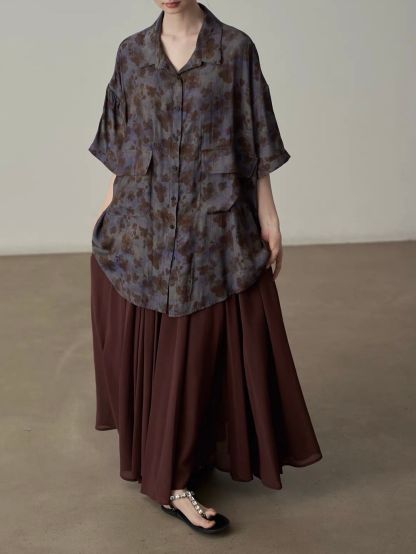 Yan Cang Voluminous Chiffon A-Line Maxi Skirt