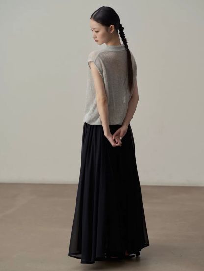 Yan Cang Voluminous Chiffon A-Line Maxi Skirt