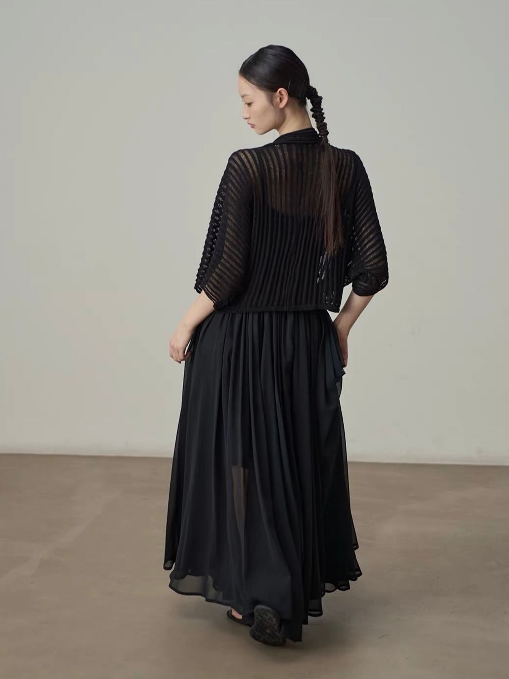 Yan Cang Voluminous Chiffon A-Line Maxi Skirt