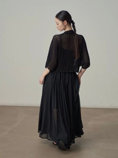 Yan Cang Voluminous Chiffon A-Line Maxi Skirt