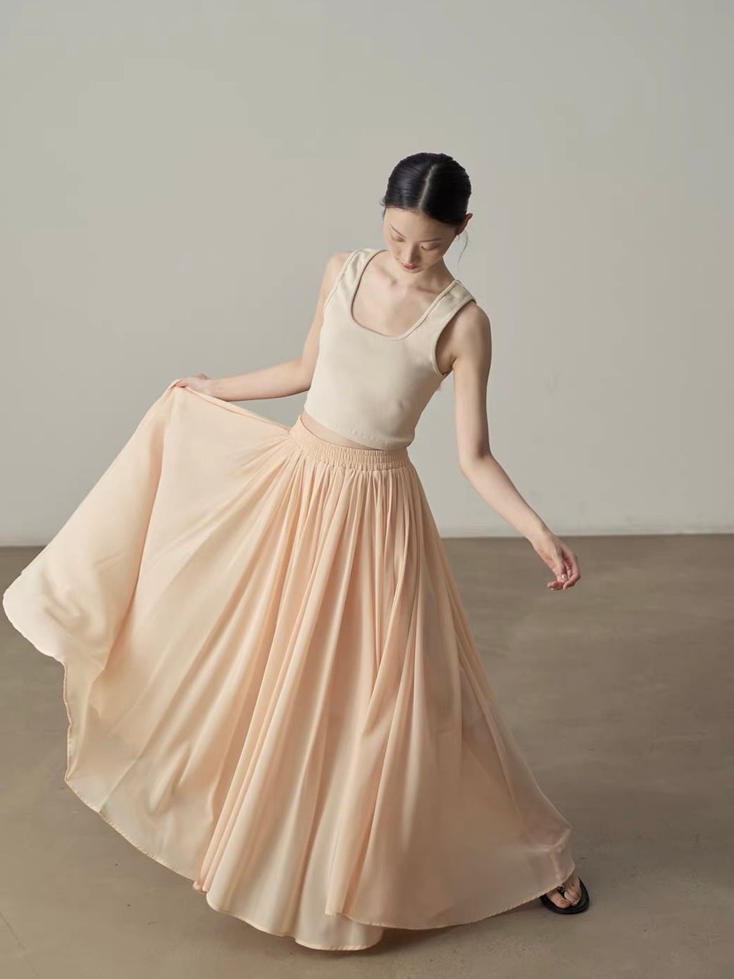 Yan Cang Voluminous Chiffon A-Line Maxi Skirt