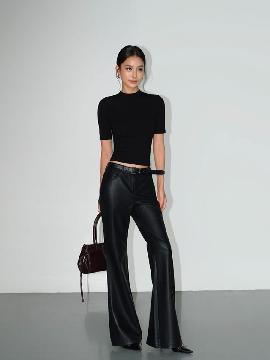 Floss High Neck Mid Sleeve Knit Top