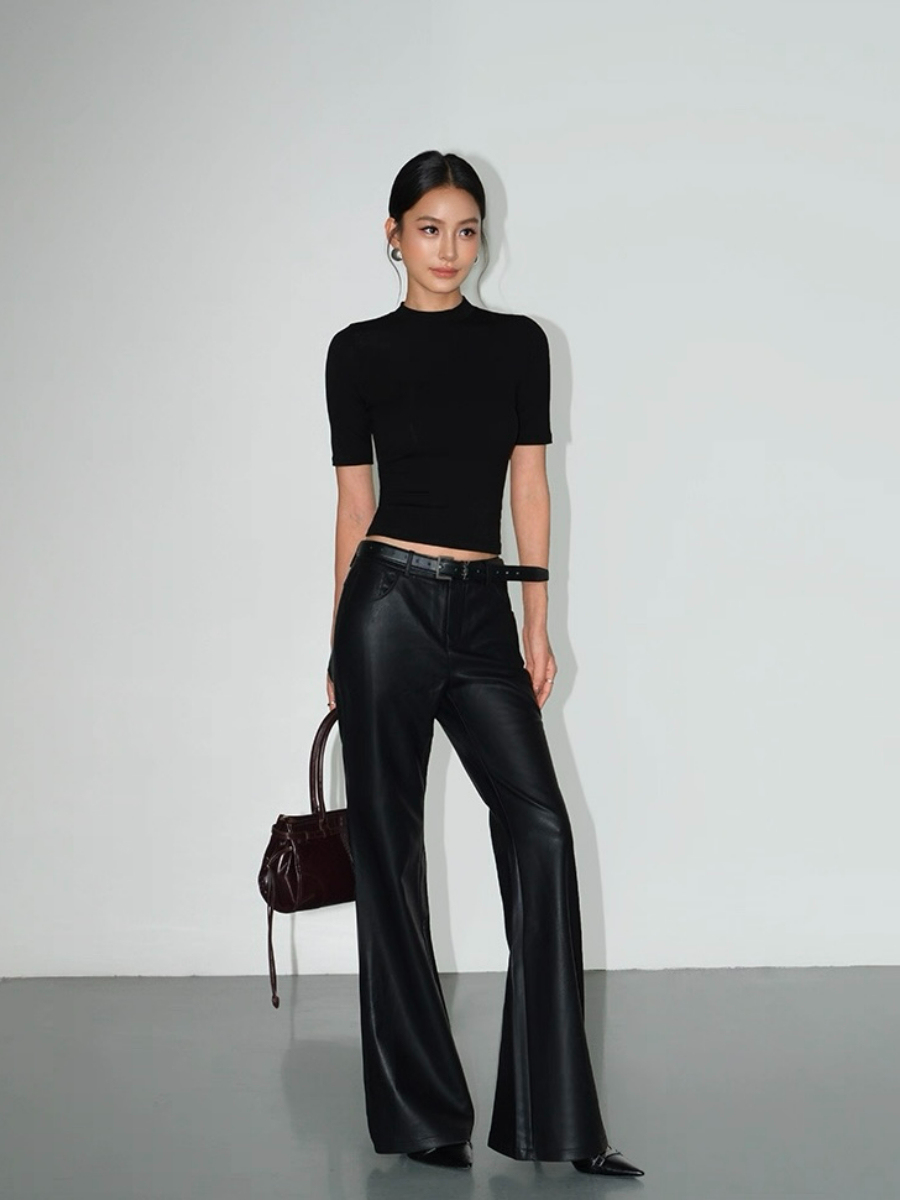 Floss High Neck Mid Sleeve Knit Top