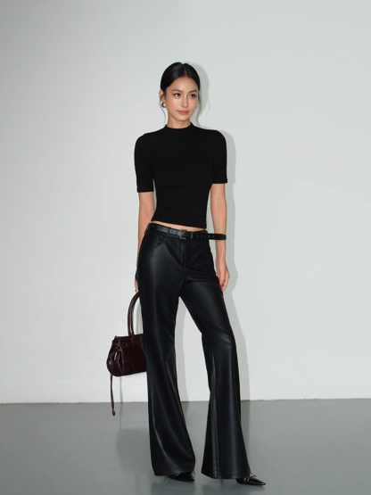 Floss High Neck Mid Sleeve Knit Top