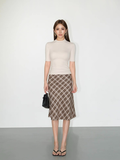 Floss High Neck Mid Sleeve Knit Top