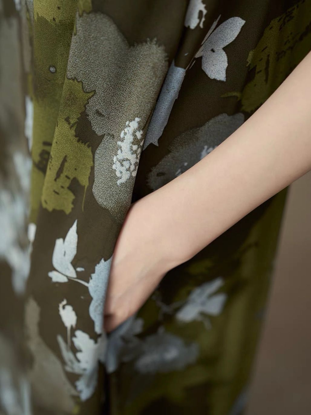 Yan Deng Ink-Wash Floral Chiffon Cami Maxi Dress