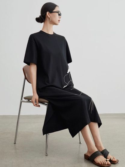 Jian An Floral-Embroidered T-Shirt Dress