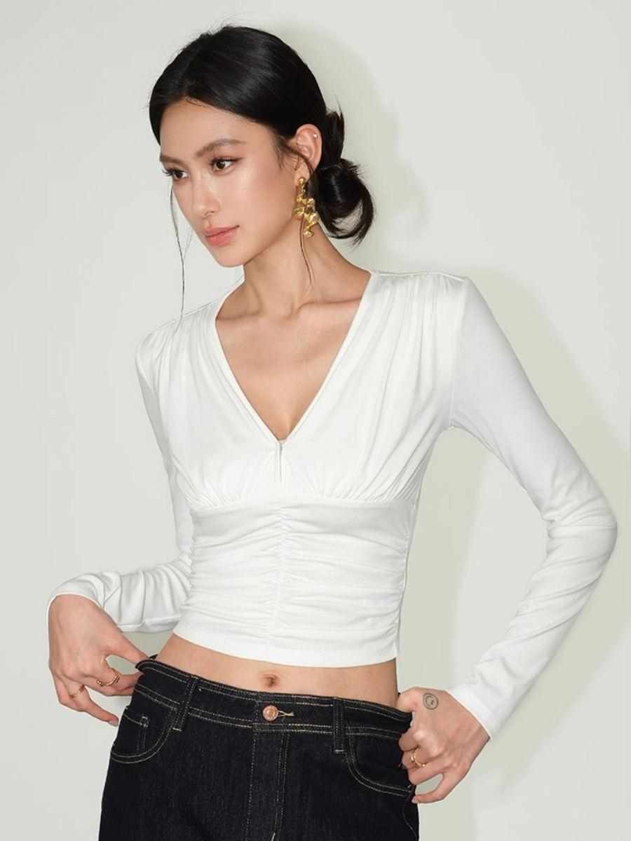 Fia V-Neckline Cropped Knit Top