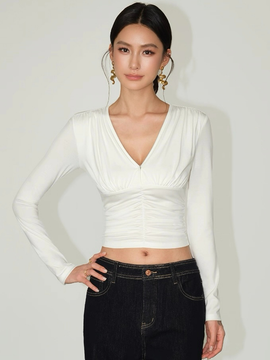 Fia V-Neckline Cropped Knit Top