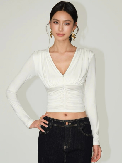 Fia V-Neckline Cropped Knit Top